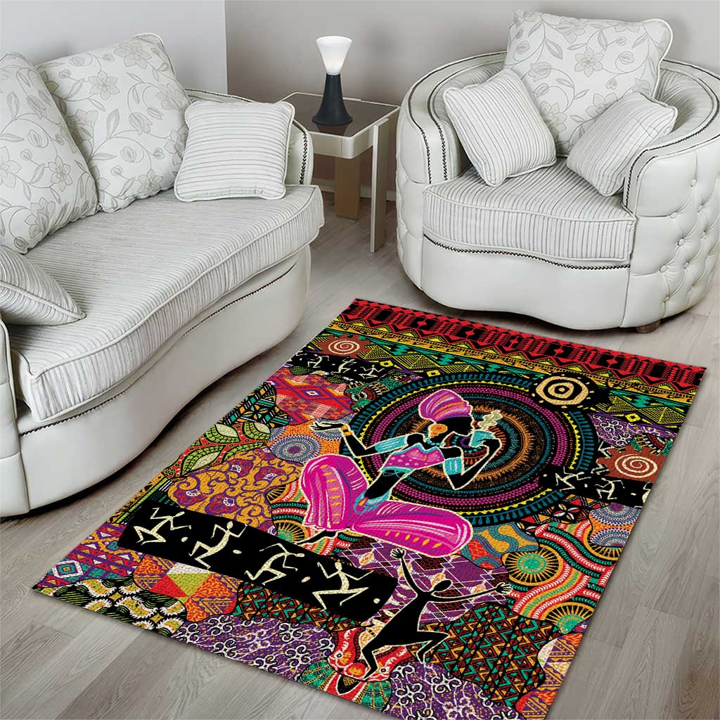 African Women Ethnic Motifs Area Rug