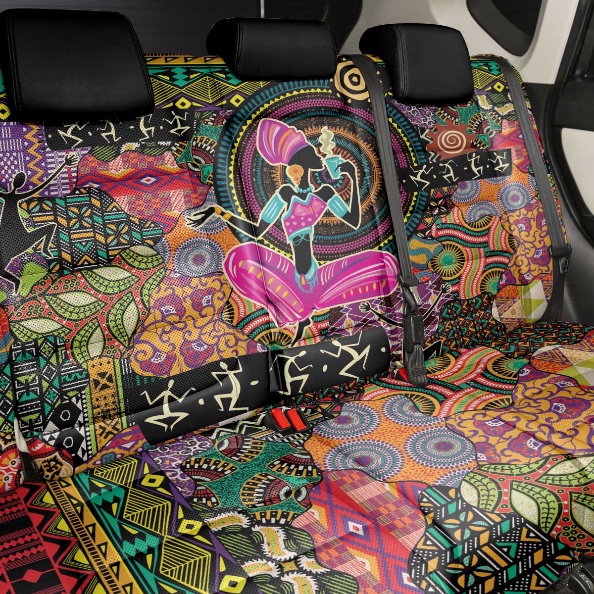 African Women Ethnic Motifs Back Car Seat Cover