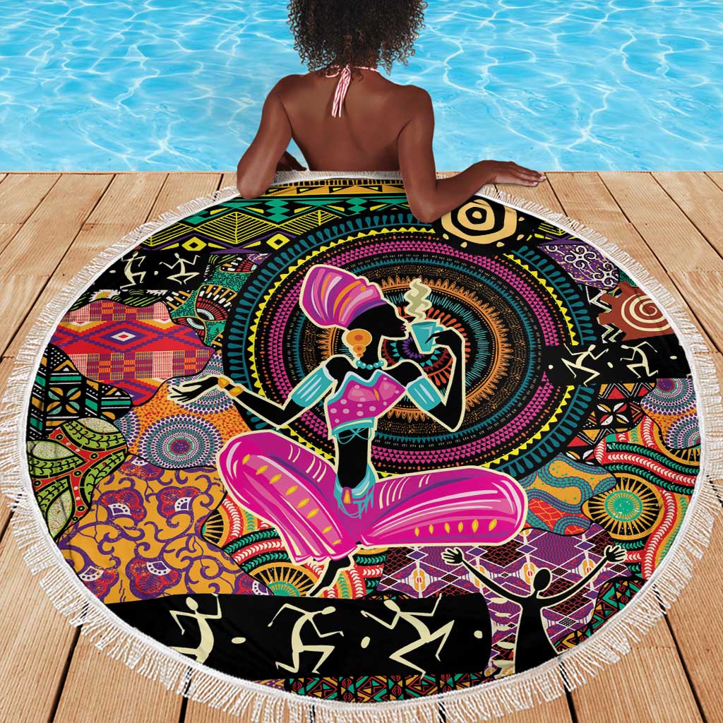 African Women Ethnic Motifs Beach Blanket