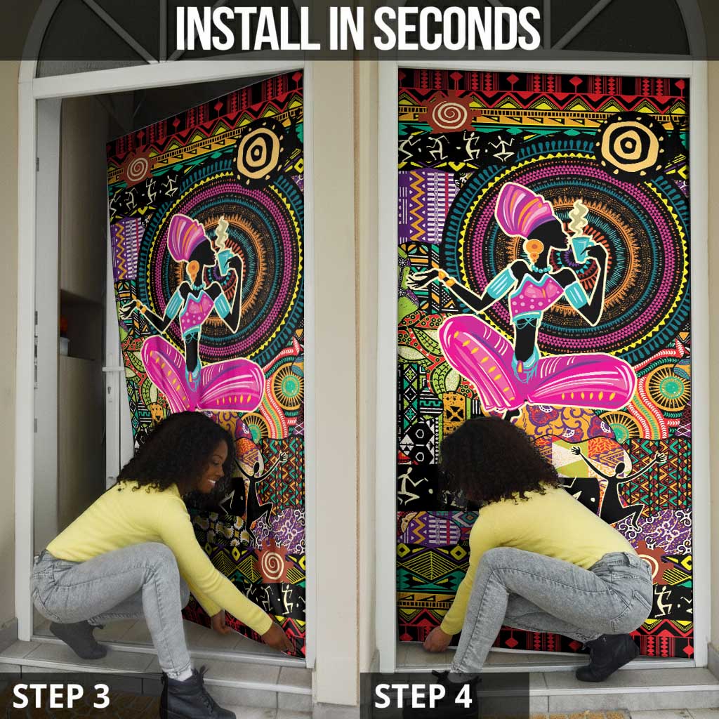 African Women Ethnic Motifs Door Cover