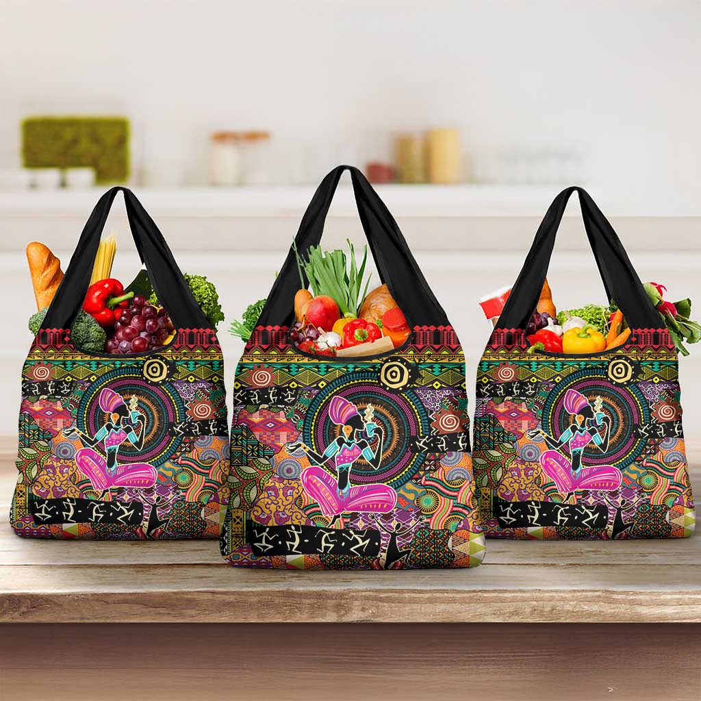 African Women Ethnic Motifs Grocery Bag