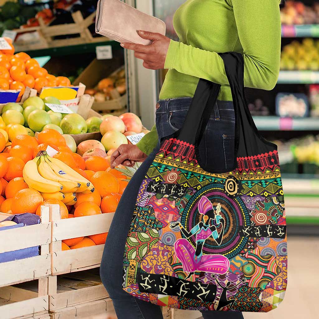 African Women Ethnic Motifs Grocery Bag