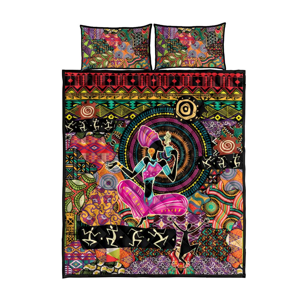 African Women Ethnic Motifs Quilt Bed Set