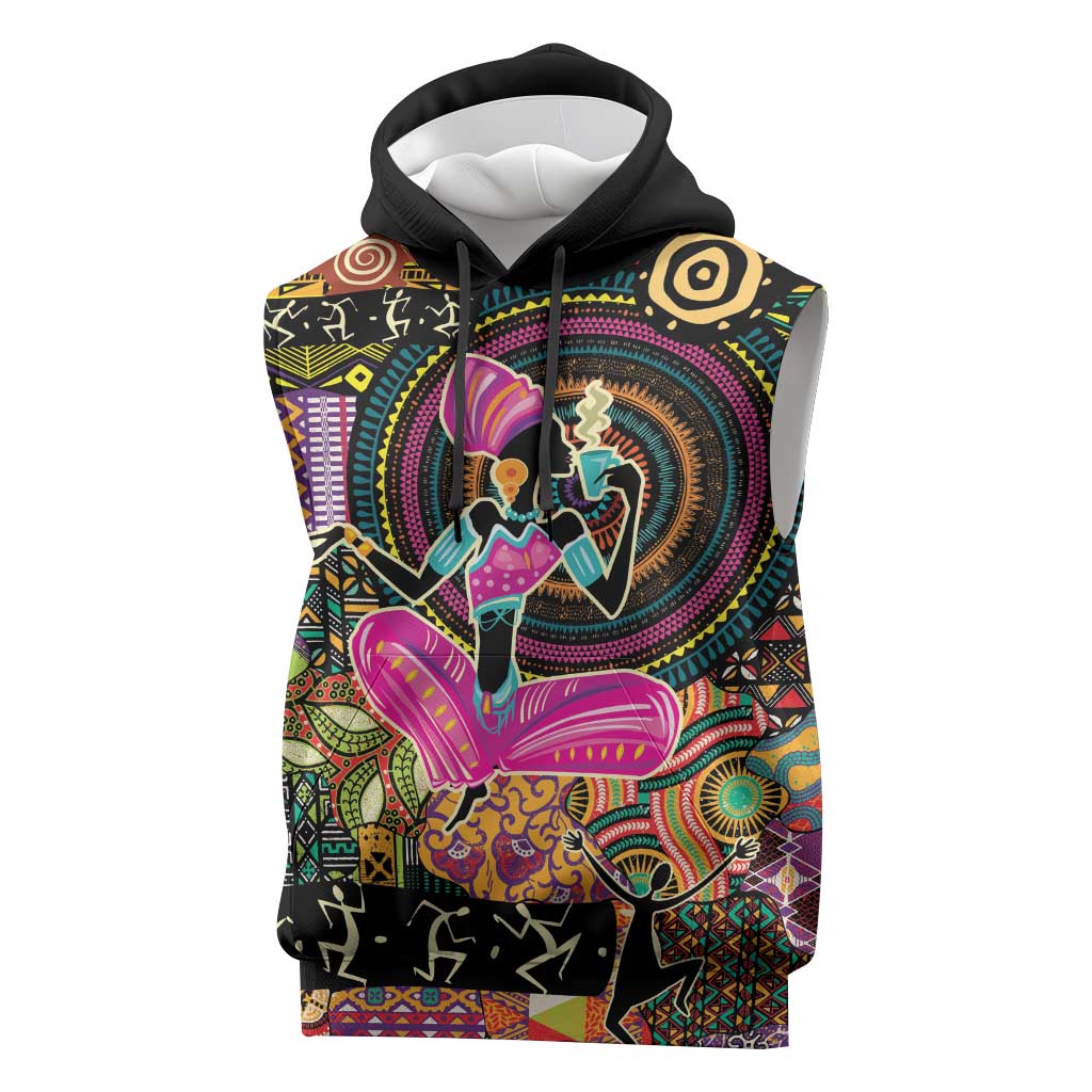 African Women Ethnic Motifs Sleeveless Hoodie - African Pride