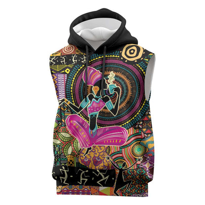 African Women Ethnic Motifs Sleeveless Hoodie - African Pride