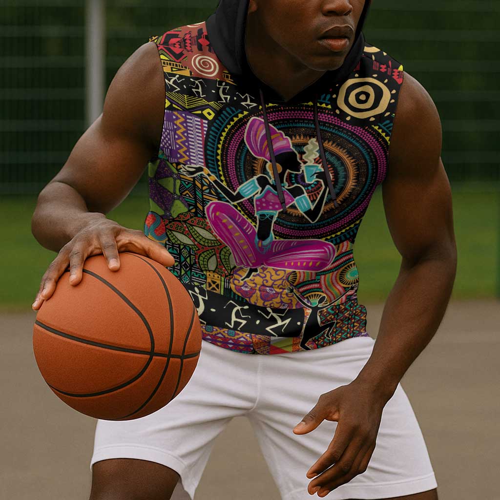 African Women Ethnic Motifs Sleeveless Hoodie - African Pride
