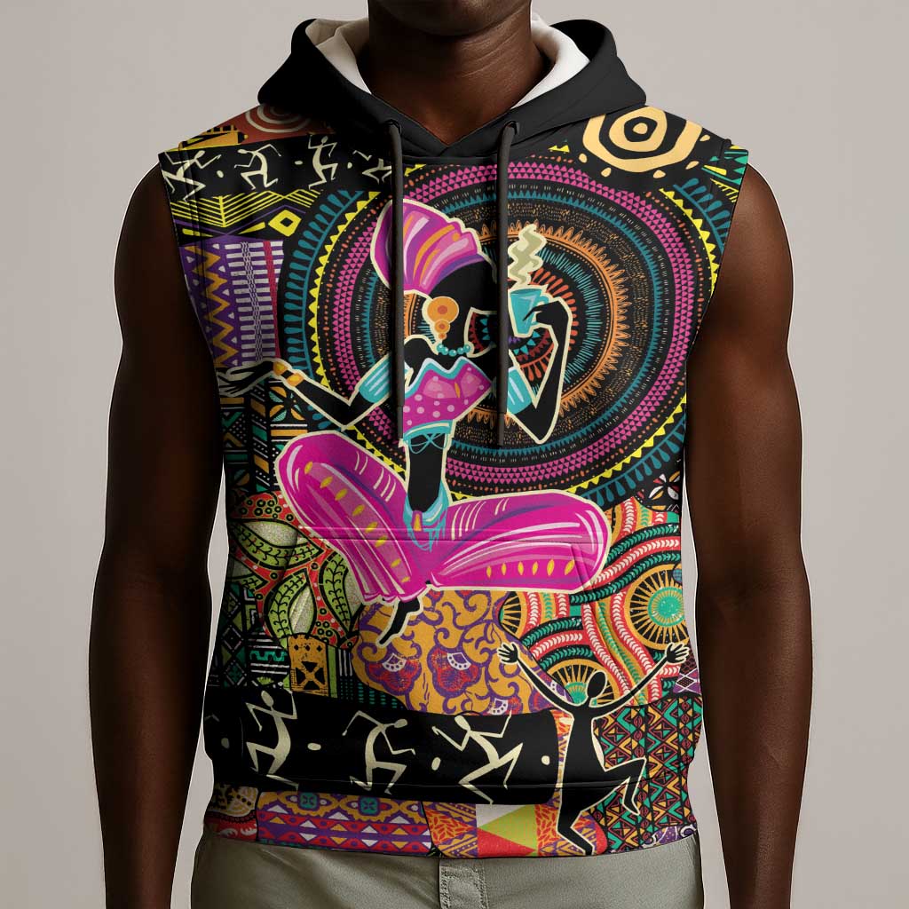 African Women Ethnic Motifs Sleeveless Hoodie - African Pride