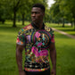 African Women Ethnic Motifs Zipper Polo Shirt