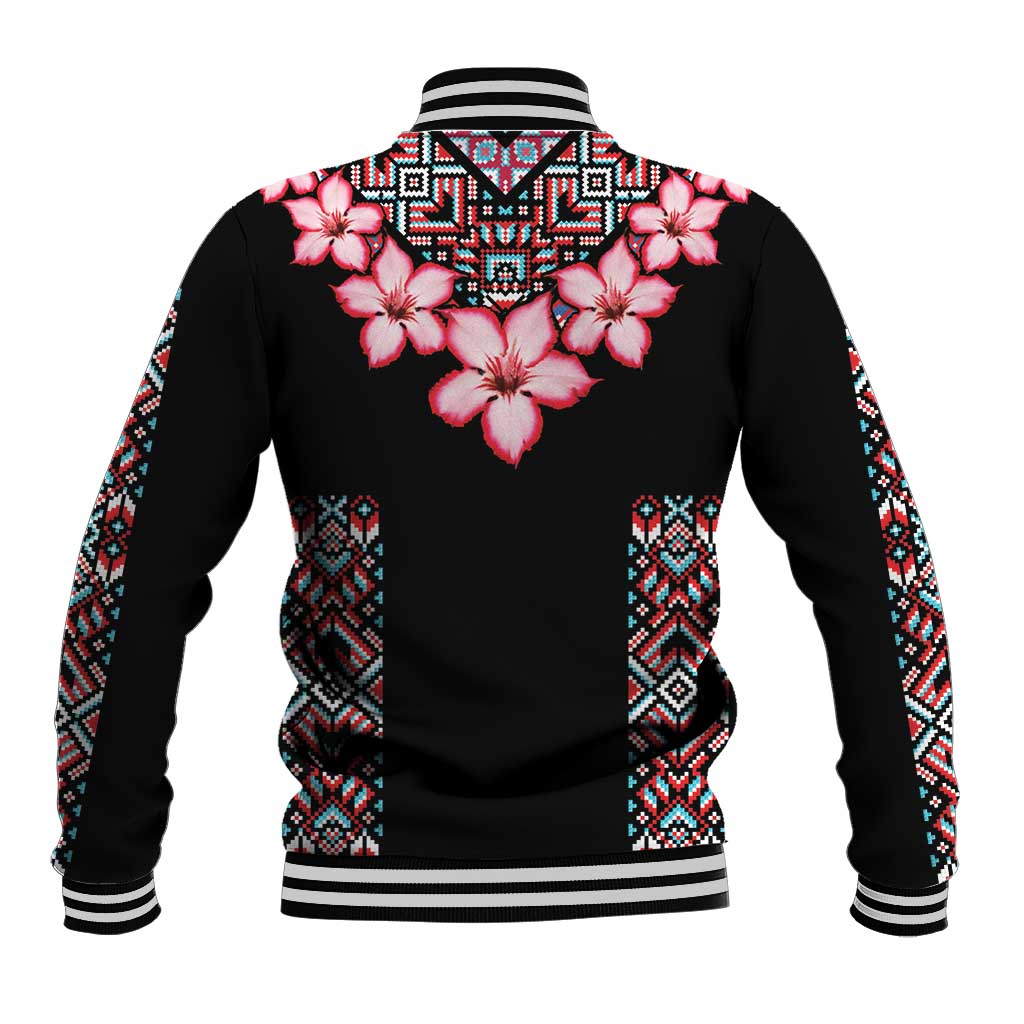 Afro Adenium Multiflorum Flowers Baseball Jacket Mix Native Tribal Pattern LT9