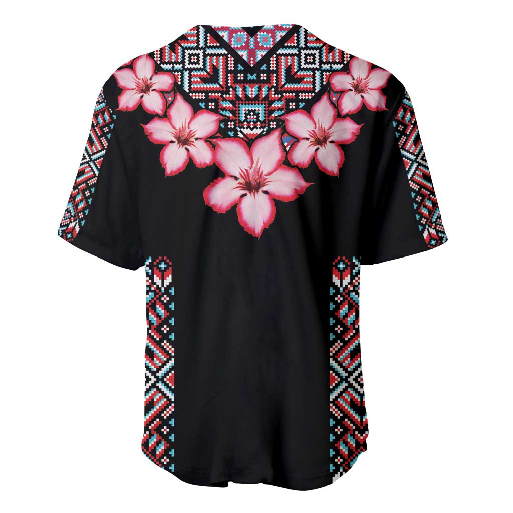 Afro Adenium Multiflorum Flowers Baseball Jersey Mix Native Tribal Pattern