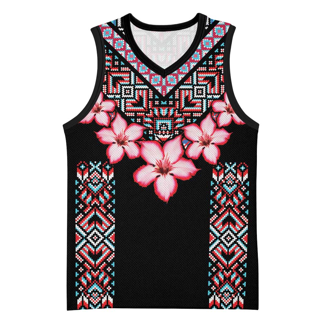 Afro Adenium Multiflorum Flowers Basketball Jersey Mix Native Tribal Pattern - African Pride