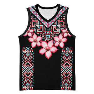 Afro Adenium Multiflorum Flowers Basketball Jersey Mix Native Tribal Pattern - African Pride