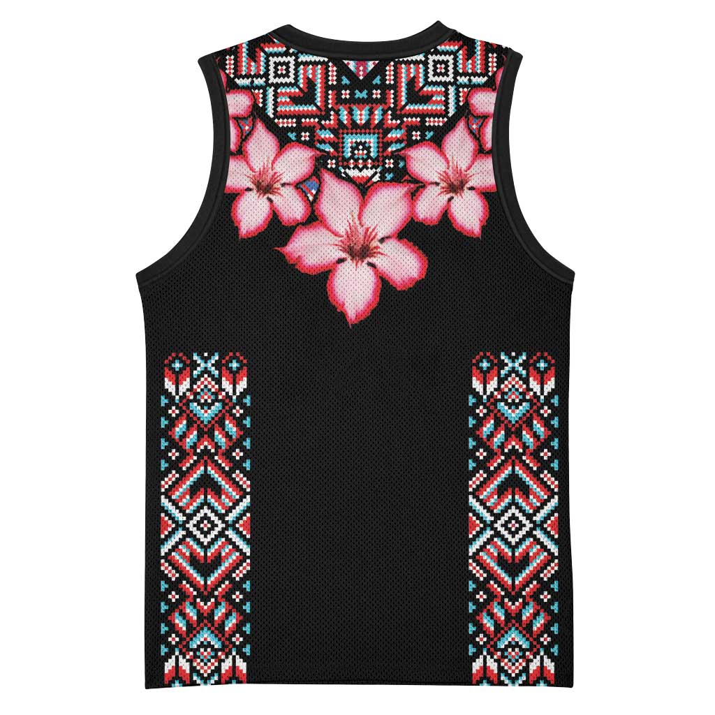 Afro Adenium Multiflorum Flowers Basketball Jersey Mix Native Tribal Pattern - African Pride