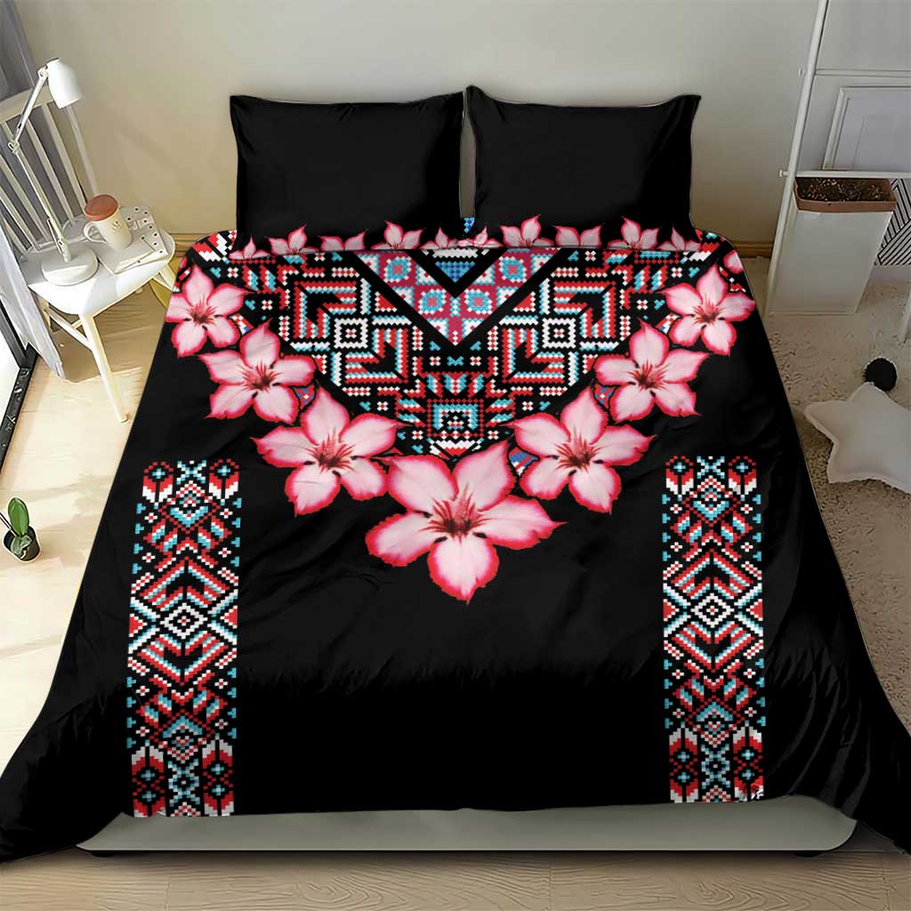 Afro Adenium Multiflorum Flowers Bedding Set Mix Native Tribal Pattern