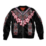 Afro Adenium Multiflorum Flowers Bomber Jacket Mix Native Tribal Pattern