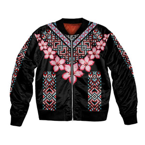 Afro Adenium Multiflorum Flowers Bomber Jacket Mix Native Tribal Pattern