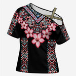 Africa Adenium Multiflorum Flowers Cross Shoulder Shirt Mix Native Tribal Pattern