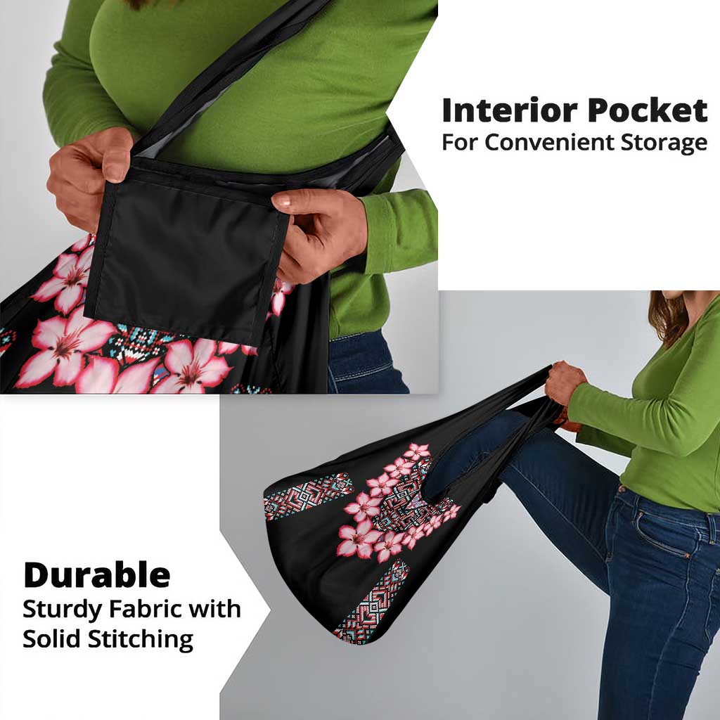 Afro Adenium Multiflorum Flowers Grocery Bag Mix Native Tribal Pattern