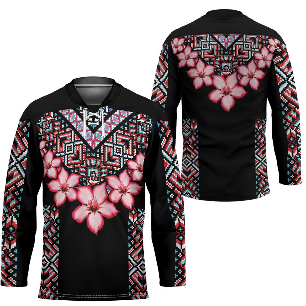 Africa Adenium Multiflorum Flowers Hockey Jersey Mix Native Tribal Pattern