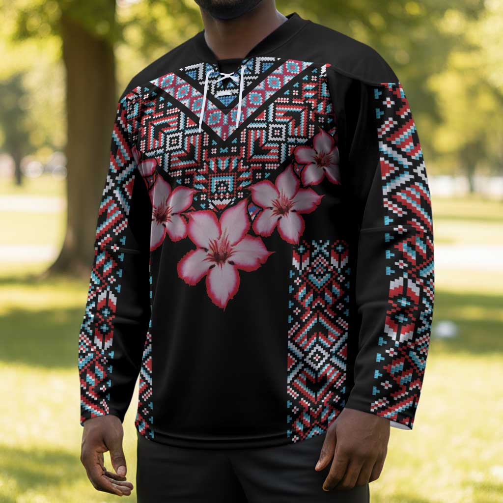 Africa Adenium Multiflorum Flowers Hockey Jersey Mix Native Tribal Pattern