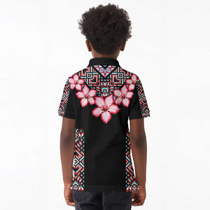 Afro Adenium Multiflorum Flowers Kid Polo Shirt Mix Native Tribal Pattern