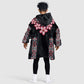 Afro Adenium Multiflorum Flowers KId Wearable Blanket Hoodie Mix Native Tribal Pattern