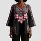 Africa Adenium Multiflorum Flowers Kimono Sleeve Blouse Mix Native Tribal Pattern