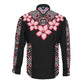 Afro Adenium Multiflorum Flowers Long Sleeve Button Shirt Mix Native Tribal Pattern