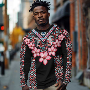 Afro Adenium Multiflorum Flowers Long Sleeve Shirt Mix Native Tribal Pattern LT9