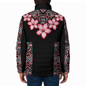 Africa Adenium Multiflorum Flowers Padded Jacket Mix Native Tribal Pattern