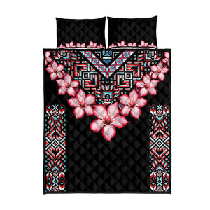 Afro Adenium Multiflorum Flowers Quilt Bed Set Mix Native Tribal Pattern