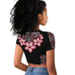 Afro Adenium Multiflorum Flowers Raglan Cropped T shirt Mix Native Tribal Pattern