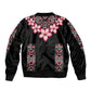 Afro Adenium Multiflorum Flowers Sleeve Zip Bomber Jacket Mix Native Tribal Pattern