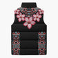 Africa Adenium Multiflorum Flowers Sleeveless Puffer Jacket Mix Native Tribal Pattern