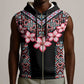 Afro Adenium Multiflorum Flowers Sleeveless Zip Hoodie Mix Native Tribal Pattern - African Pride