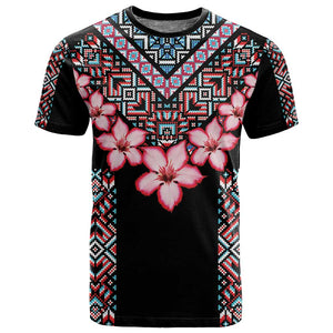 Afro Adenium Multiflorum Flowers T shirt Mix Native Tribal Pattern