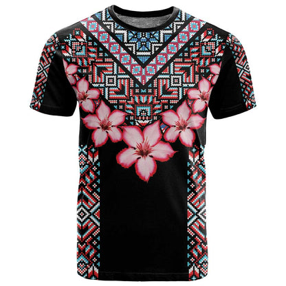 Afro Adenium Multiflorum Flowers T shirt Mix Native Tribal Pattern