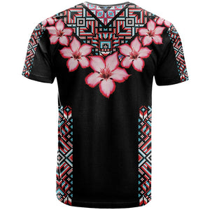 Afro Adenium Multiflorum Flowers T shirt Mix Native Tribal Pattern