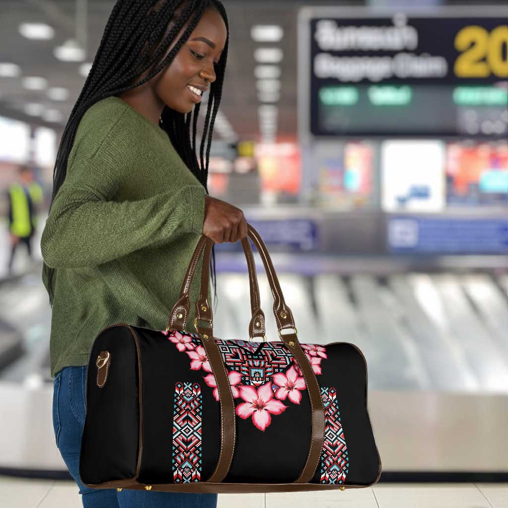 Africa Adenium Multiflorum Flowers Travel Bag Mix Native Tribal Pattern