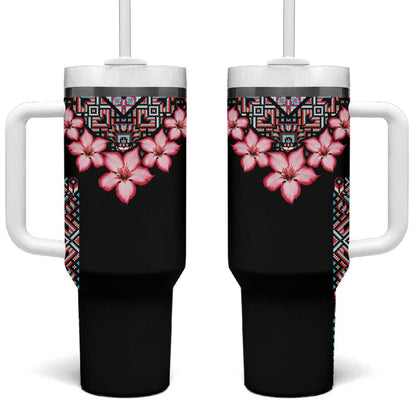 Afro Adenium Multiflorum Flowers Tumbler With Handle Mix Native Tribal Pattern