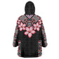 Afro Adenium Multiflorum Flowers Wearable Blanket Hoodie Mix Native Tribal Pattern
