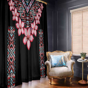 Afro Adenium Multiflorum Flowers Window Curtain Mix Native Tribal Pattern