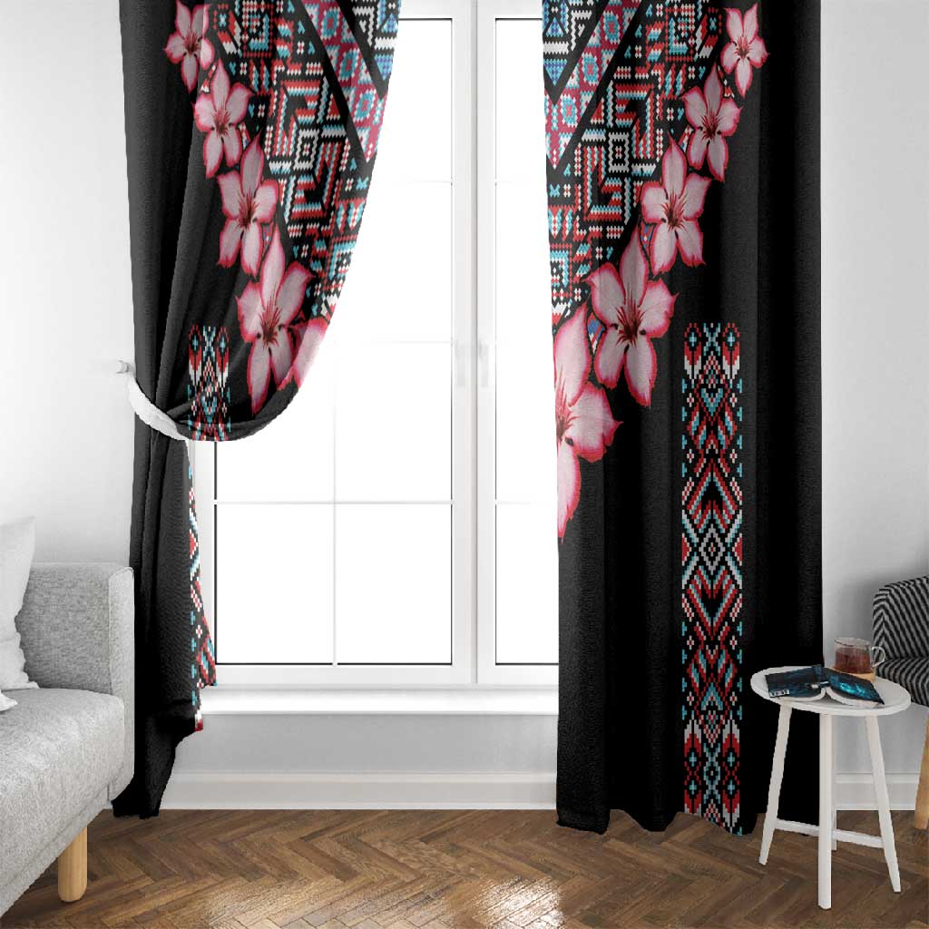 Afro Adenium Multiflorum Flowers Window Curtain Mix Native Tribal Pattern