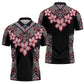 Africa Adenium Multiflorum Flowers Zipper Polo Shirt Mix Native Tribal Pattern