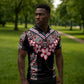 Africa Adenium Multiflorum Flowers Zipper Polo Shirt Mix Native Tribal Pattern