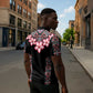 Africa Adenium Multiflorum Flowers Zipper Polo Shirt Mix Native Tribal Pattern