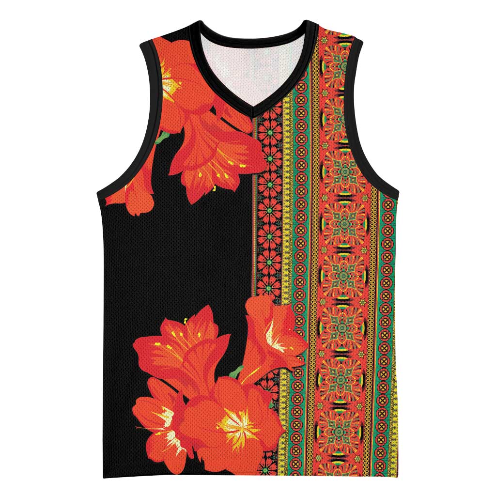 Afro Beauty Clivia Miniata Flowers Basketball Jersey - African Pride