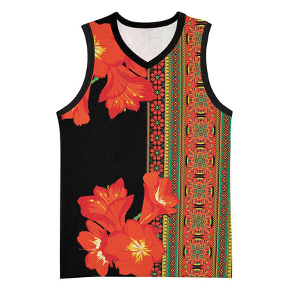 Afro Beauty Clivia Miniata Flowers Basketball Jersey - African Pride