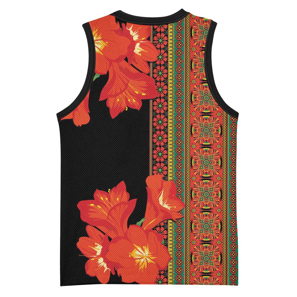 Afro Beauty Clivia Miniata Flowers Basketball Jersey - African Pride