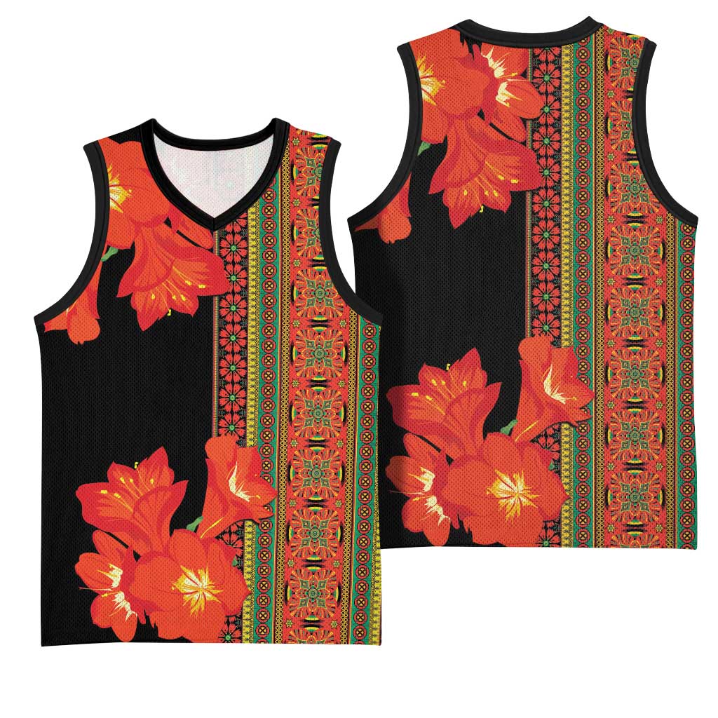 Afro Beauty Clivia Miniata Flowers Basketball Jersey - African Pride